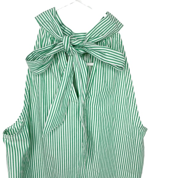 J.Crew pin stripe high neck tank green white preppy size 00 c - Picture 2 of 5